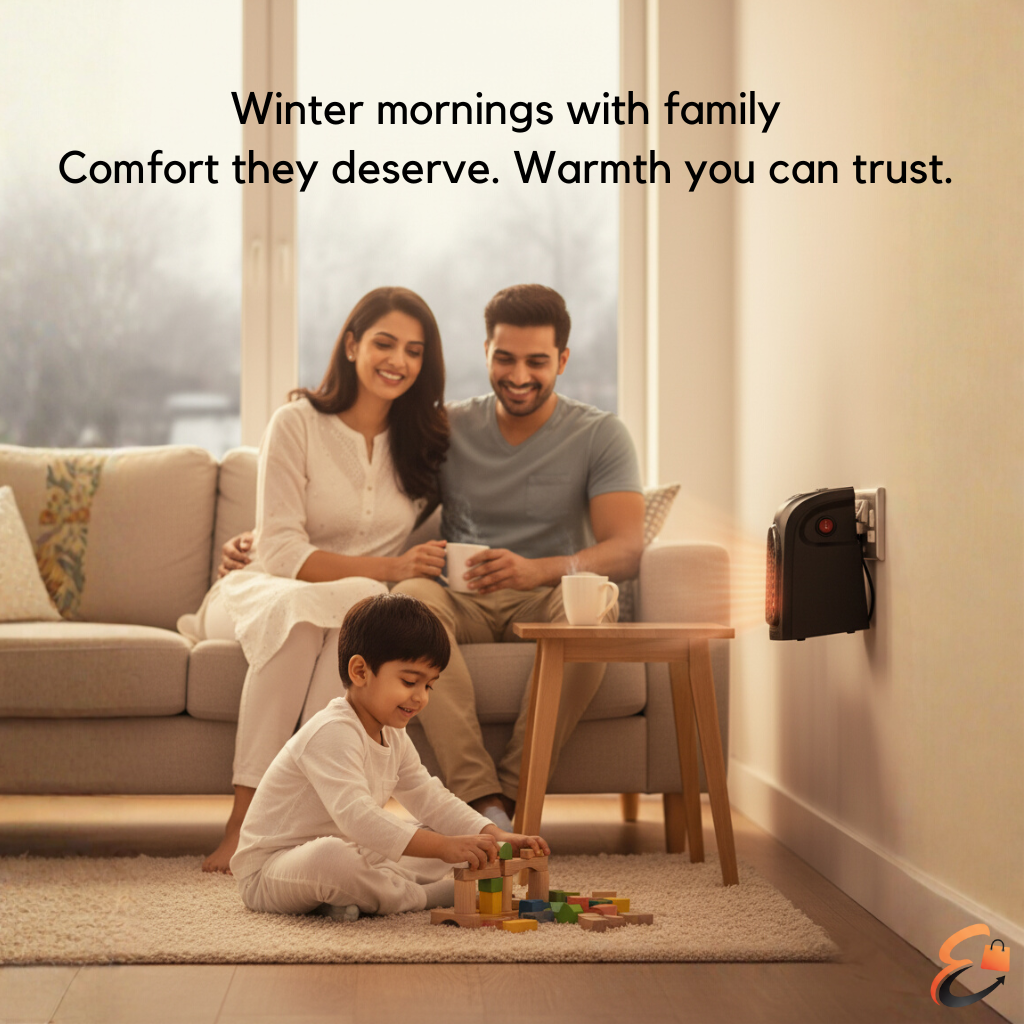 WarmPlug 400W Wall Heater | Plug-In Design | Instant 60-Second Heating | Digital LED Display | ISI Certified Safety | Overheat Protection | Silent Operation | Portable Room Heater | 2-Year Warranty | Black